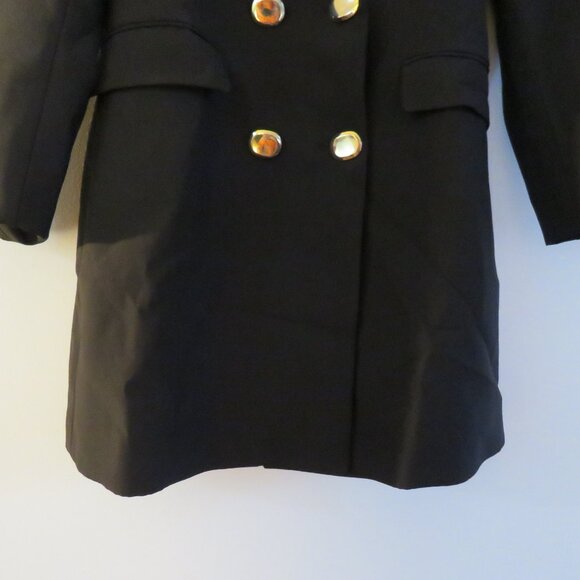 ZARA Double Breasted Long Blazer Jacket in Black Minimalist Blogger Fave Size S - Picture 9 of 14